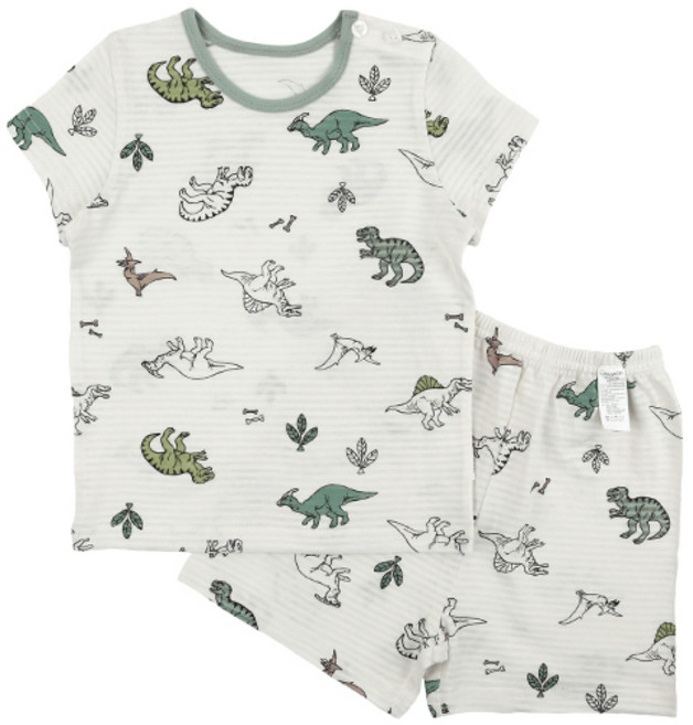 Maykids 童款緹花2件式5分袖套裝 迷你恐龍款