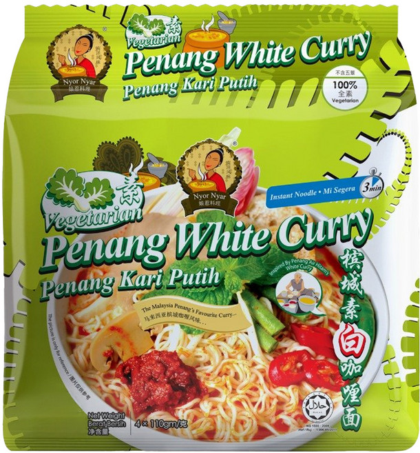 Nyor Nyar 娘惹料理 唯杰 檳城素白咖哩快熟麵 110g, 4包