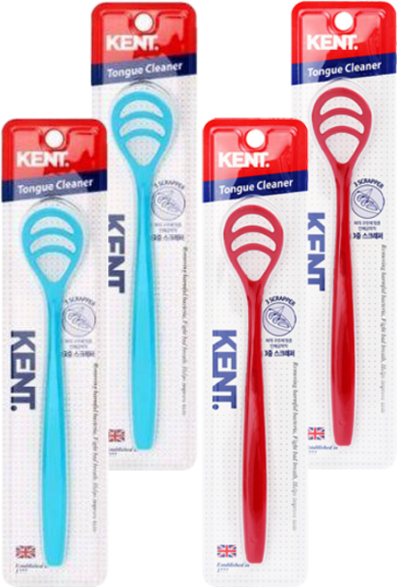 켄트 혀 클리너 블루 2p + 레드 2p, 1세트