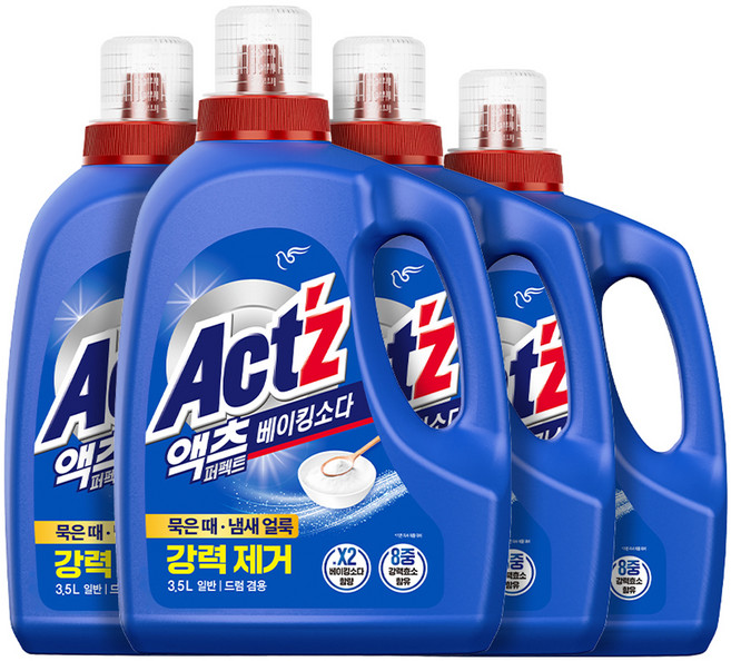 액츠 퍼펙트 베이킹소다 액상세제 본품, 3.5L, 4개