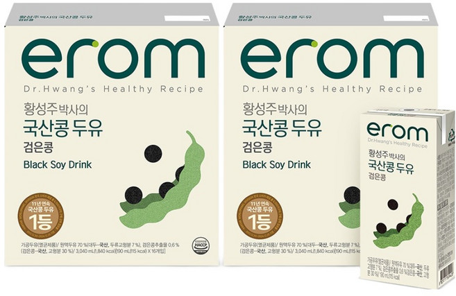 이롬 황성주 박사의 국산콩 두유 검은콩, 190ml, 32개