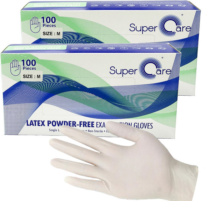 슈퍼케어 라텍스 진료용장갑, 중(M), 2개