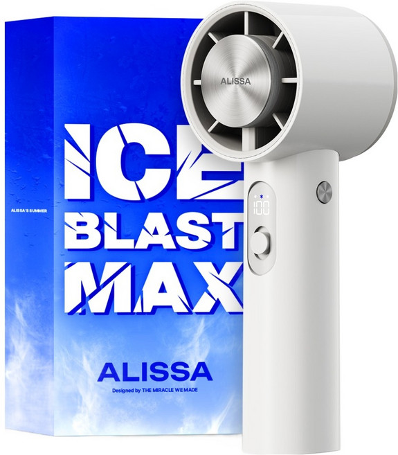 알리사 100단 ICE BLAST MAX 무선 급속 냉각 핸디 휴대용 선풍기, 화이트, APF02