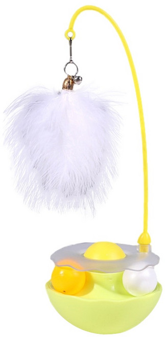 毛皇上 荷包蛋造型逗貓不倒翁, 1個, 嫩綠色