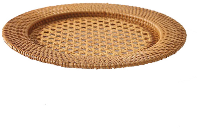 이소품 라탄 접시 라탄 플레이트, 네츄럴, 1개