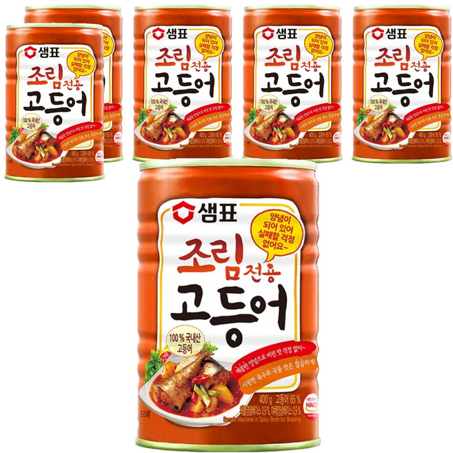 샘표 조림 전용 고등어 통조림, 400g, 6개