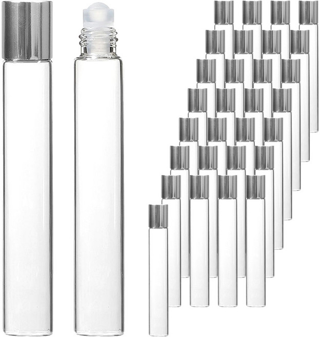 롤온 향수 용기 10ml, 50개, 실버(캡), 투명(용기)