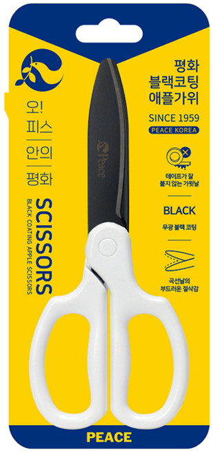 피스코리아 블랙코팅 애플가위, 화이트, 1개