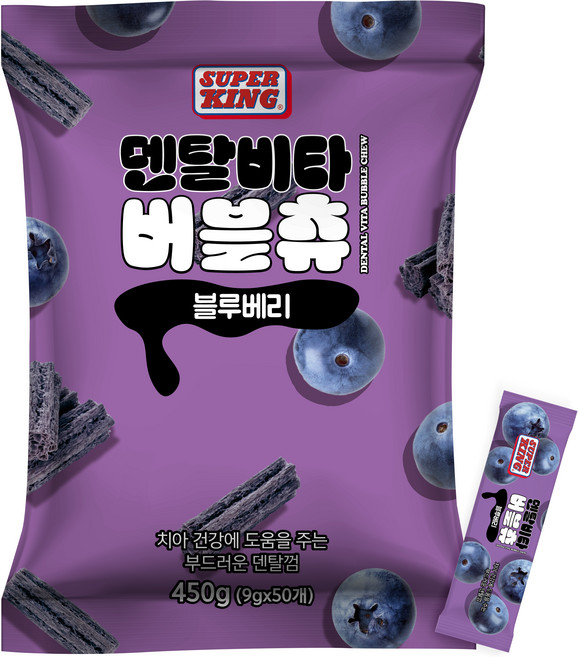 슈퍼킹 강아지 덴탈비타 버블츄 덴탈껌 50p, 블루베리, 450g, 1개