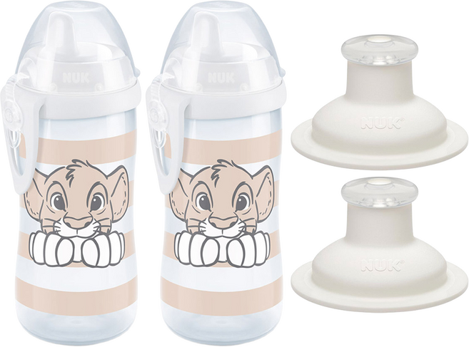 누크 키디 스파우트컵 하드스파우트 + 스포츠캡 세트, 300ml, 2세트, 라이온킹