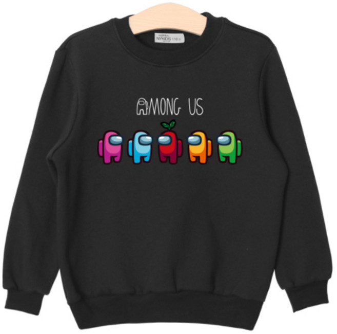 NYKIDS 孩童Among Us印花內刷毛長袖大學T US060
