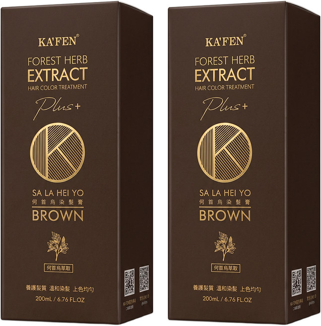 KA'FEN 卡氛 Plus+ 何首烏染髮膏 第一劑100ml + 第二劑100ml, 暮褐咖啡棕, 2盒