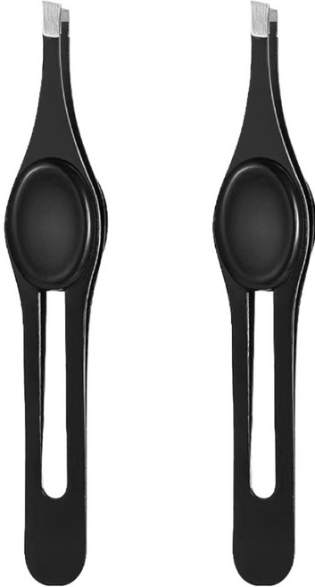 엘로브 잔털 정리용 미용 핀셋 족집게, 2개, 블랙