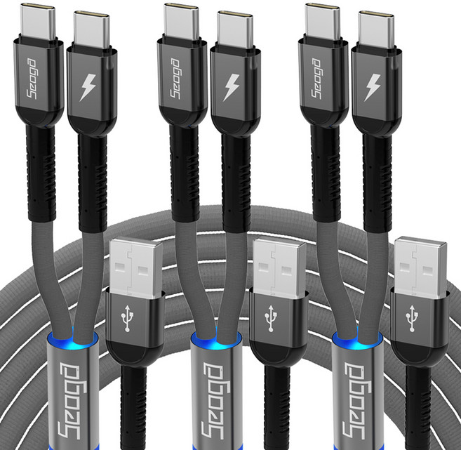 서가 메탈 C타입 2in1 멀티 고속충전 케이블, 다크그레이, 3개, 2m