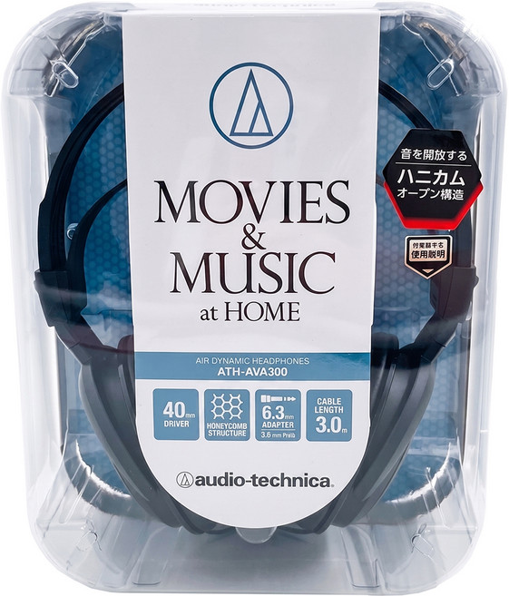 audio-technica 鐵三角 開放式 耳罩式耳機 原廠保固, 黑色, ATH-AVA300