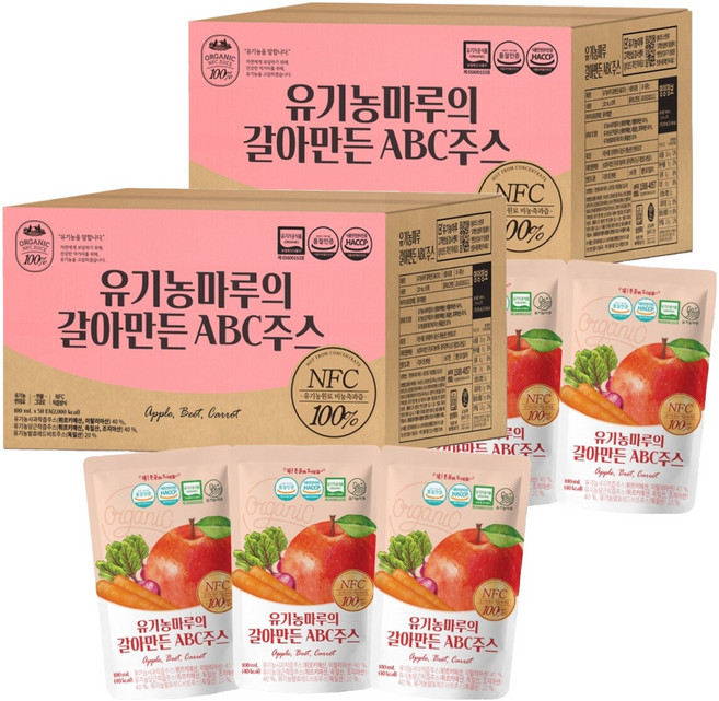 유기농마루 갈아만든 ABC 주스, 100ml, 100개
