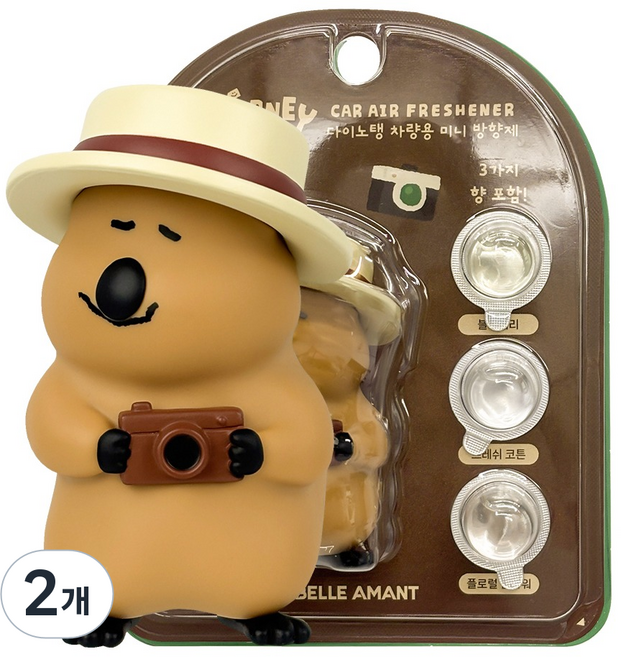 벨르아망 다이노탱 미니 차량용 방향제, 2개, 여행쿼카