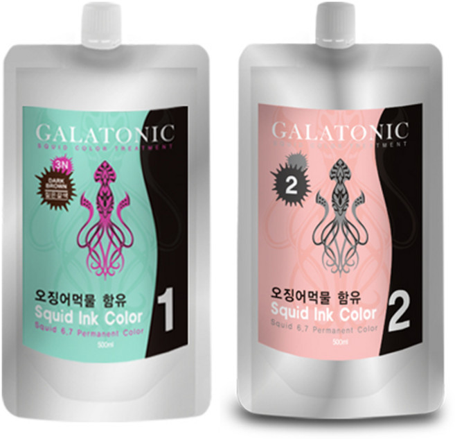 갈라토닉 스퀴드 잉크칼라 새치염색 1제 500ml + 2제 500ml, 3N짙은갈색, 1개