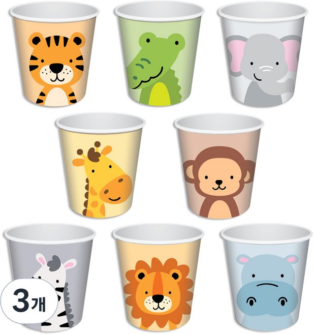 코멧 동물 종이컵 190ml, 3개, 200개입