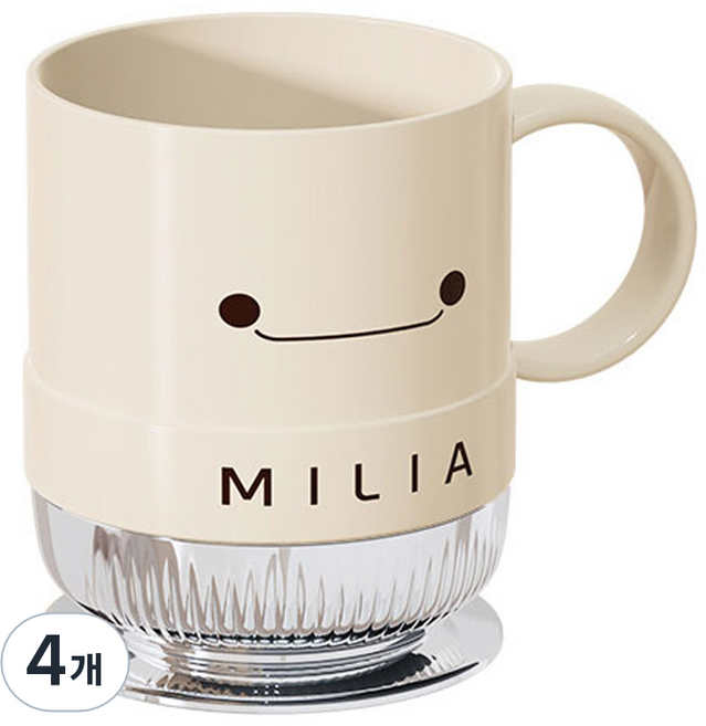 더자카 스마일 원형 양치컵, 아이보리, 4개