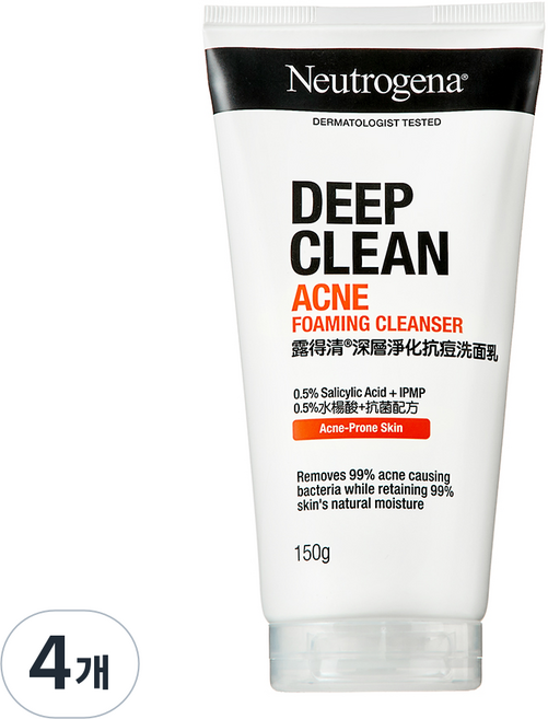 Neutrogena 深層清潔抗痘泡沫潔面乳, 150g, 4個