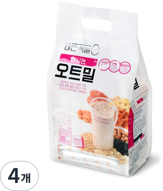 바른곡물 마시는 오트밀 25p, 625g, 4개