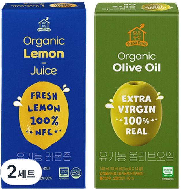 맑은농장 올리브오일 10ml x 14p + 레몬즙 20ml x 14p 세트, 2세트