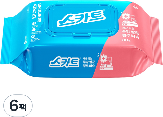 스카트 주방살균 행주티슈, 80개, 6세트