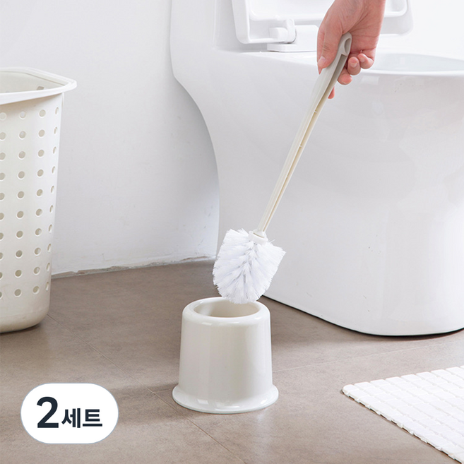 올릭 스탠드형 원형통 변기솔 세트, 연그레이, 2세트