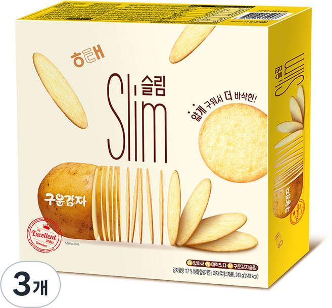 해태제과 구운감자 슬림, 240g, 3개