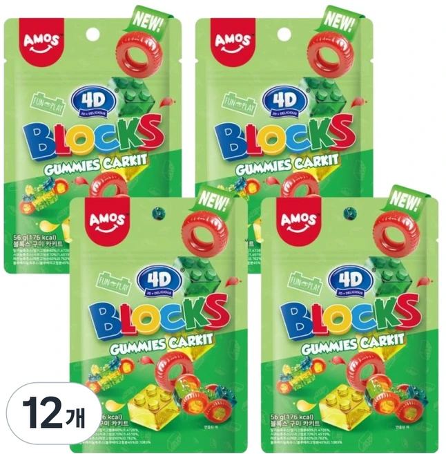 아모스스위츠 블록스 구미 카키트 젤리, 12개, 56g - 쿠팡