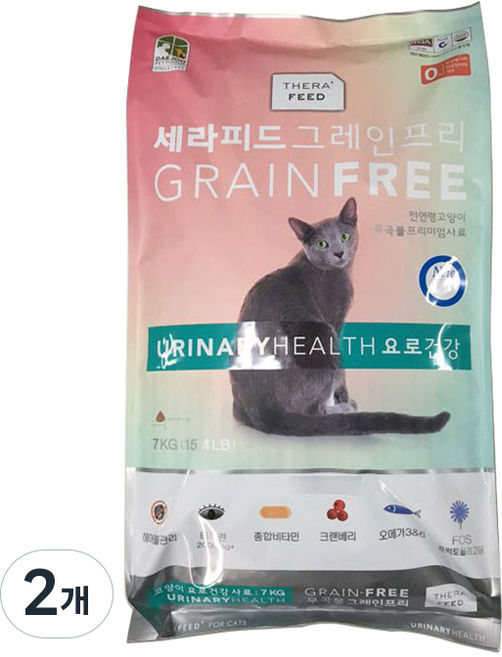 세라피드 고양이 그레인프리 기능성 사료, 유리너리+결석, 7kg, 2개