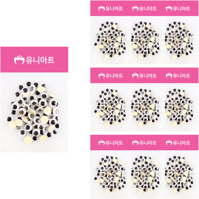유니아트 1000 접착눈알 10mm 60p, 혼합 색상, 10개입