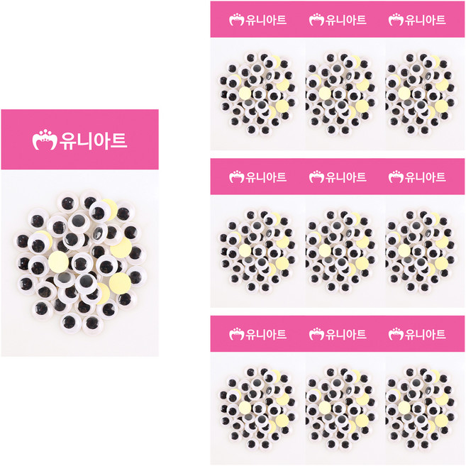 유니아트 1000 접착눈알 12mm, 혼합 색상, 10개입