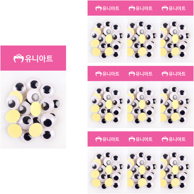 유니아트 1000 접착눈알 18mm 21p, 혼합 색상, 10개입
