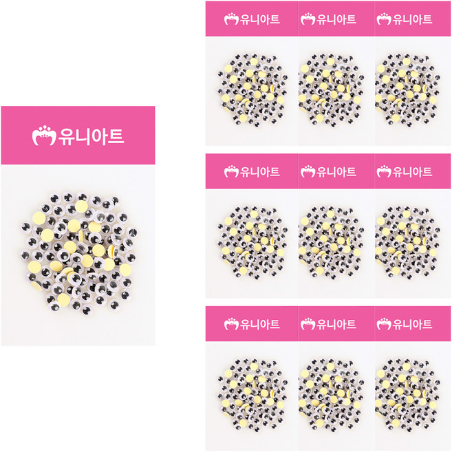 유니아트 1000 접착눈알 6mm 95p, 혼합 색상, 10개입