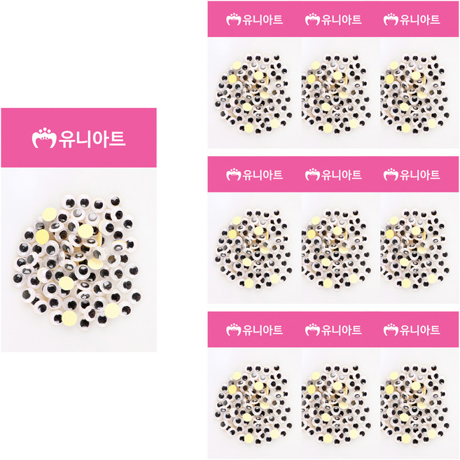 유니아트 1000 접착눈알 8mm 80p, 혼합 색상, 10개입