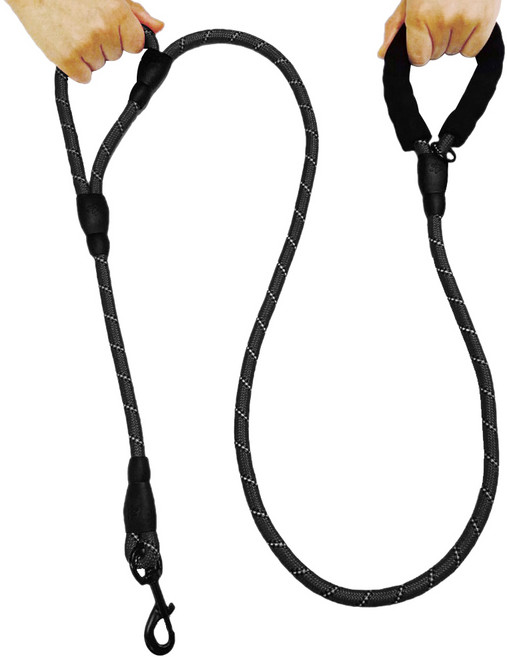 멍템 양손 로프 리드줄 1.8M, 블랙, 1개