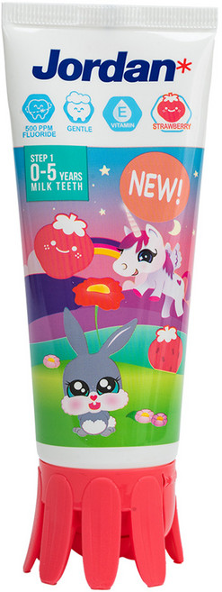 조르단 뉴스텝1 어린이 불소 치약 딸기향, 90g, 1개