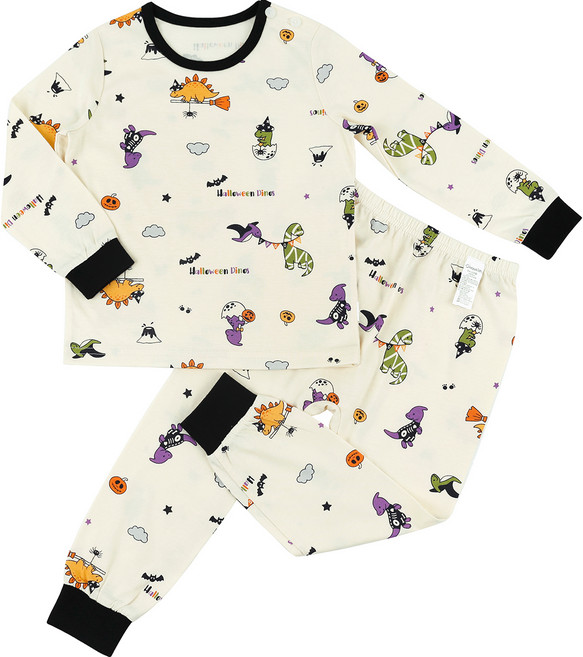 Maykids 男童萬聖節恐龍九分30支單面棉上下衣套裝