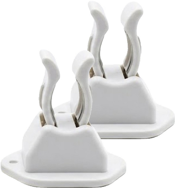 POnYKASEI 黏著式掛壁式收納夾 掃除用具 耐重1kg 5 x 4 x 4.7cm 2個, 白色, 1組