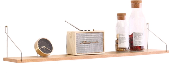 品屋 墻上置物架, 原木色, 1層