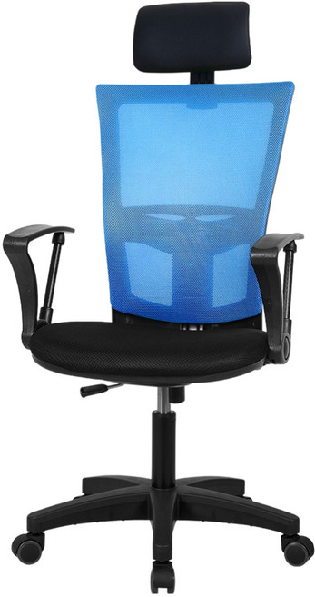 Chair Club M2 頭枕型黑色椅身網布椅, 藍色