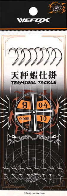 WEFOX 手綁天秤蝦仕掛 日本產蝦鉤 抗腐蝕 輕量金屬精靈環 PE線 0.4號, 1組, 8入