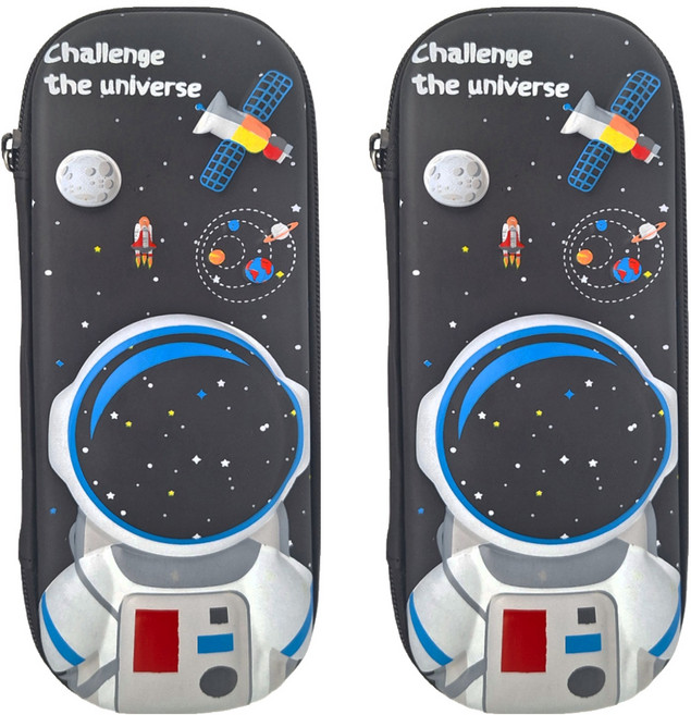 兒童鉛筆盒 A款 3D太空人, 黑色, 2個