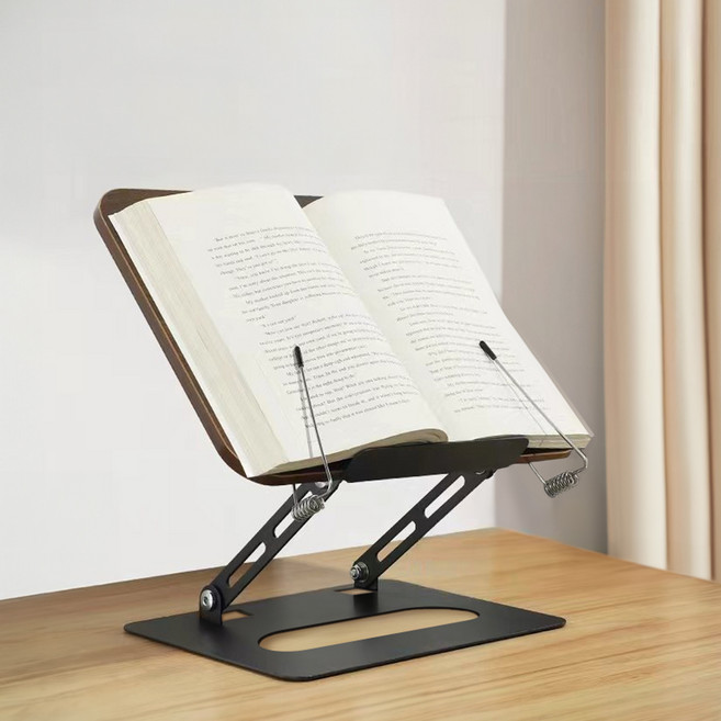 동아피엠에스 다용도 높이조절 고정형 접이식 원목독서대, 블랙우드