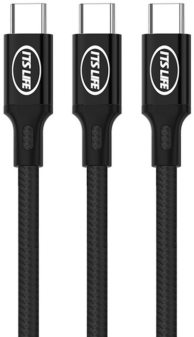 이츠라이프 칸쿤 USB C타입 고속충전 케이블 3p, 2m, 블랙, 1개