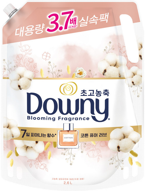 다우니 초고농축 섬유유연제 코튼 퓨어 러브 리필, 2.6L, 1개