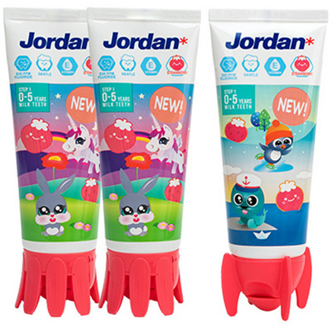 조르단 뉴스텝1 어린이 불소 치약 딸기향, 90g, 3개