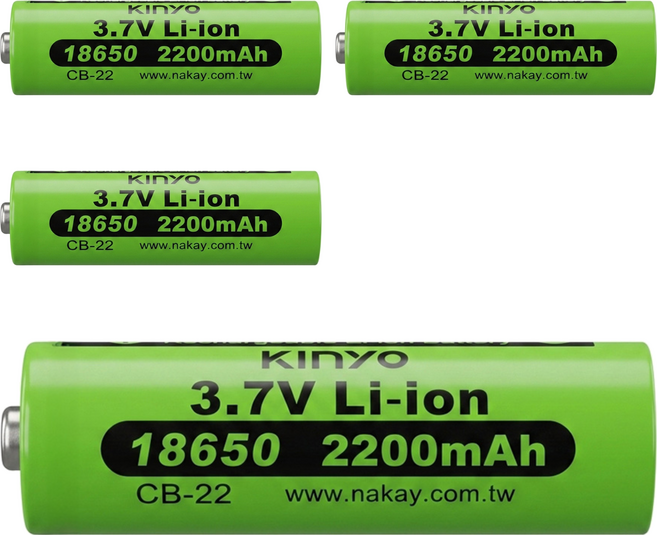 Kinyo 18650鋰電池3.7v, 1個, 4個, CB-22